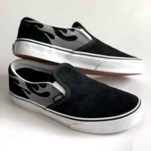 VANS Classic Leather Slip-ons, with Flames